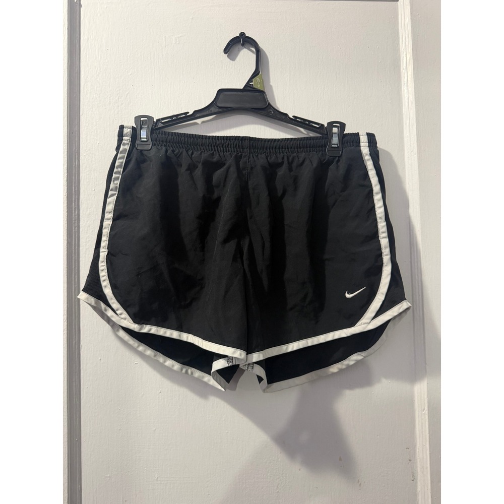 Nike Dri-Fit Black Lined Running Shorts White Trim XL Womens Athletic Workout